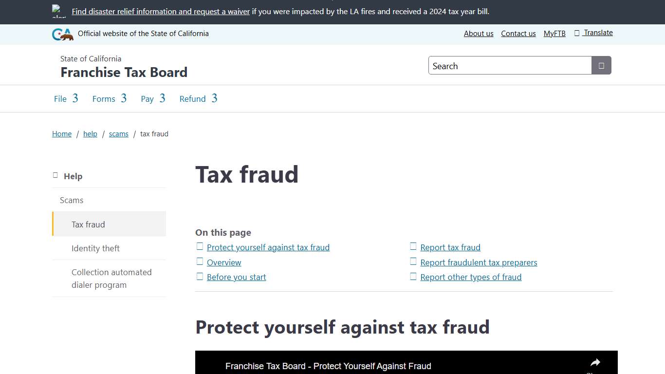 Tax fraud FTB.ca.gov